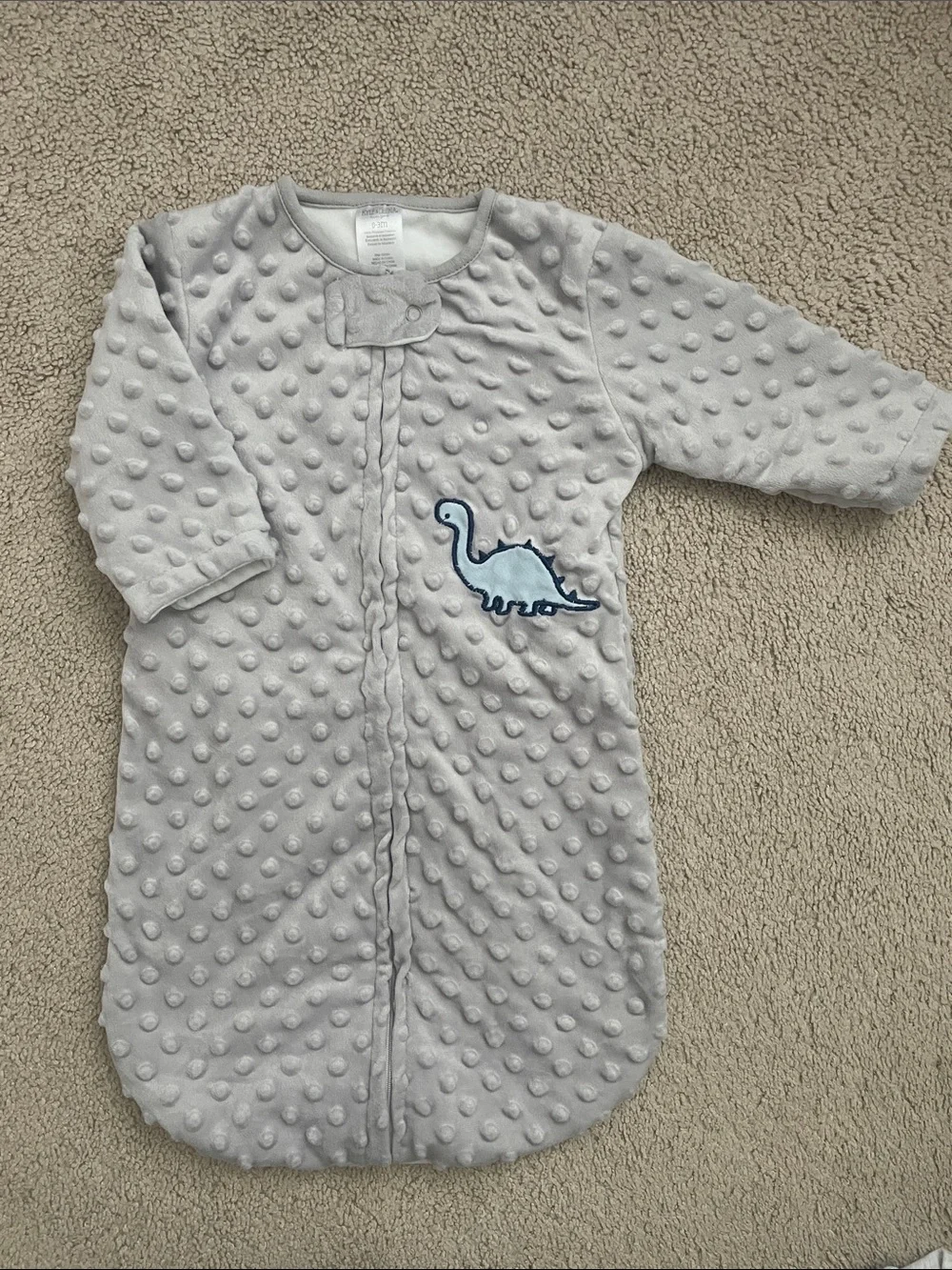 Baby Light Gray Dino Sleep Sack Pajamas